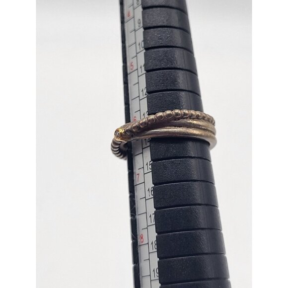 Pandora ALE Rising Star Sterling Silver 925 Diamond 14K Crossover Ring Sz 6.25 - Picture 8 of 10